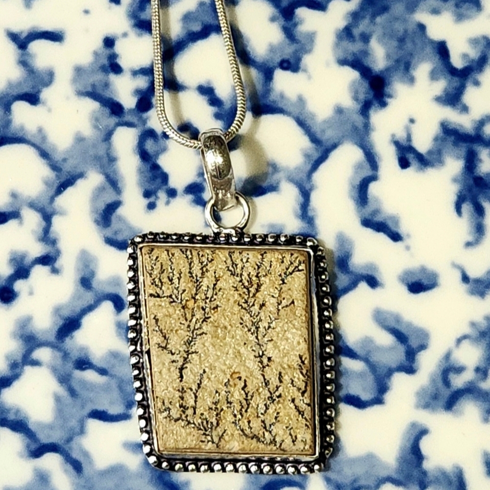 Artisan Silver and Tan Stone Necklace